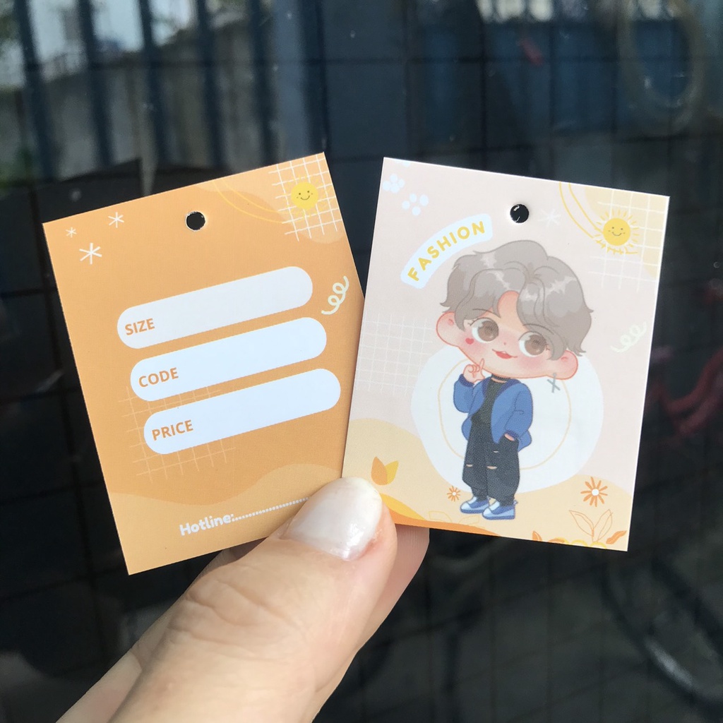 100 cái Tag Quần Áo, Mác Treo Quần Áo, Thẻ Treo Thời Trang nam, fashion baby, Size 4x5.4cm Có Đục Lỗ , Chất Liệu C300 m3