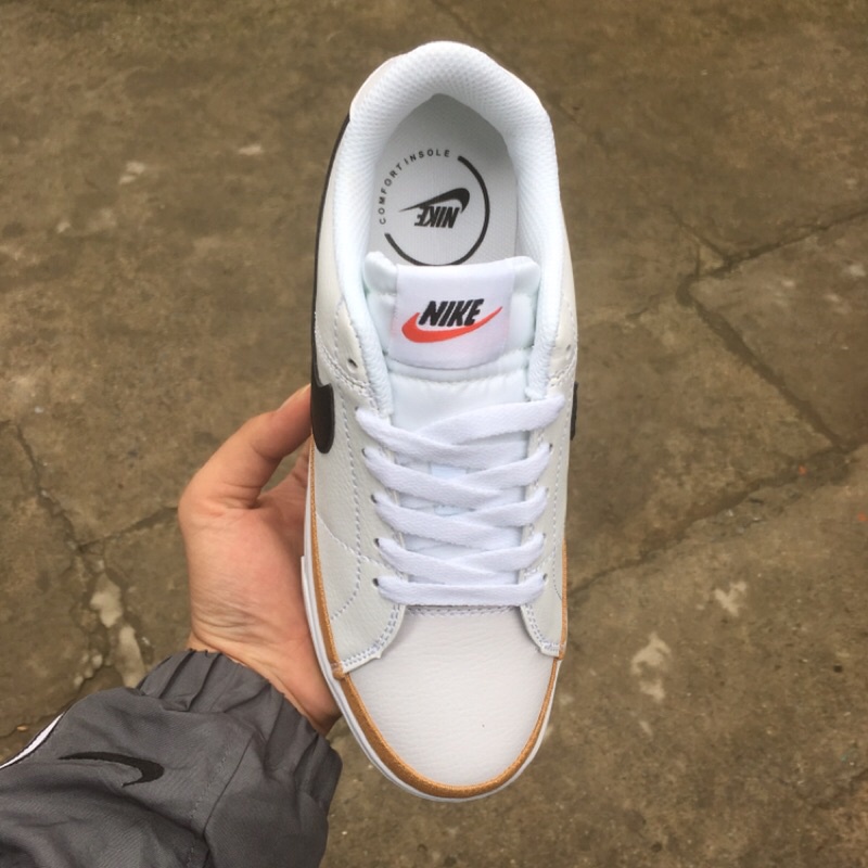 &gt;ẢNH THẬT-HÀNG THẬT&lt; Giày sneaker Blazer trắng viền nâu thấp cổ nam nữ
