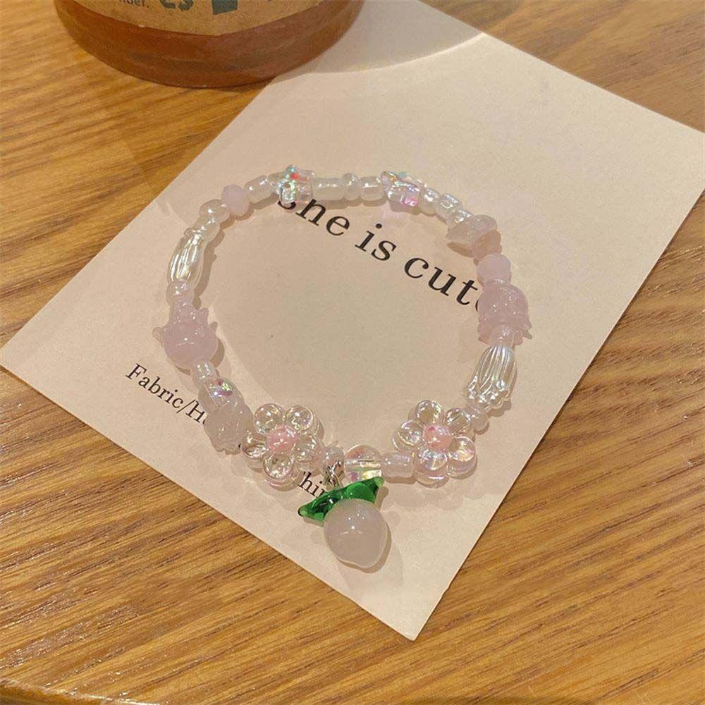 Vòng Tay Chuỗi Hạt Hình Hoa Tulip Thiết Kế Đơn Giản Phong Cách Cổ Điển Thời Trang Cho Nữ