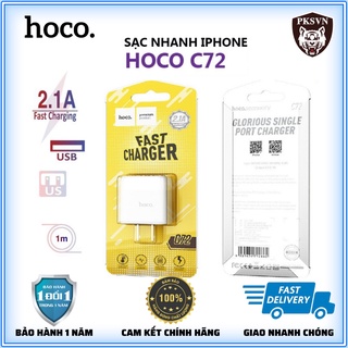 Củ Sạc Hoco C72/C72A-Cốc Sạc Cho IP6/6s/6Plus/6sPlus/7/7Plus/8/8Plus/X/Xs/XsMax/11/11Pro/11ProMax