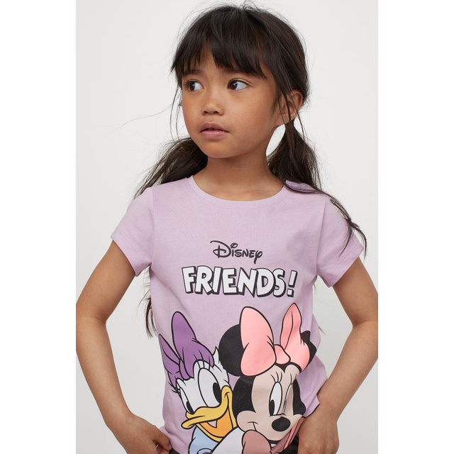 Áo thun cộc tay bé gái - Set 2 áo cotton cộc tay Minnie tím HM cho bé gái size 2-10t