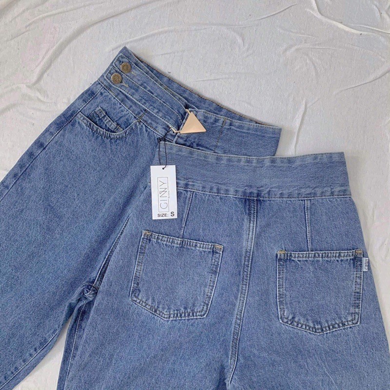 Quần Baggy Nữ Jean Hack Dáng KHA-028 | Quần Jean Cạp Cao | Vải Jean Wash Xịn | Hàng Đẹp | GinHouseShop