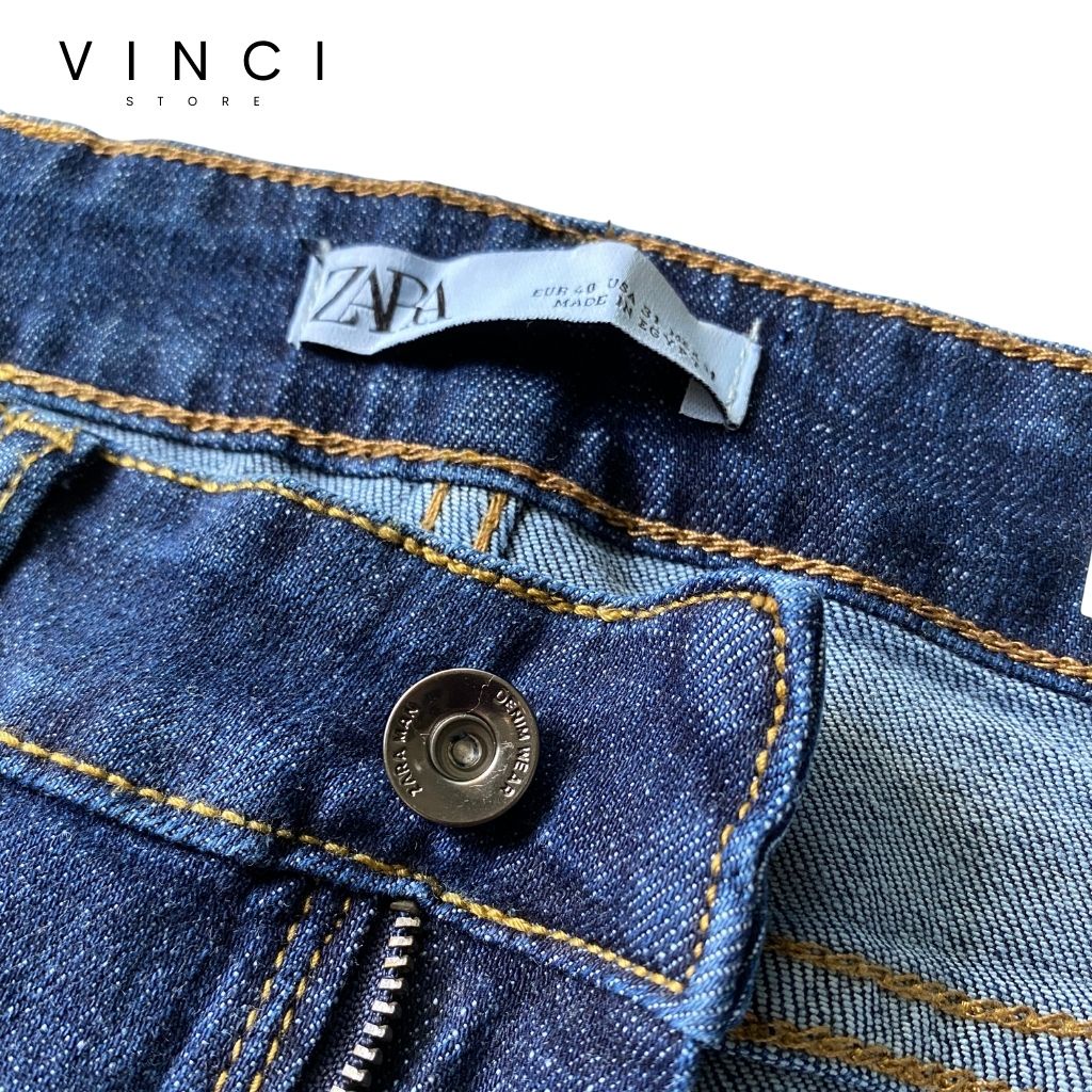 Quần Jean Nam  ZR xanh trơn slim fit ống côn co dãn vnxk | BigBuy360 - bigbuy360.vn