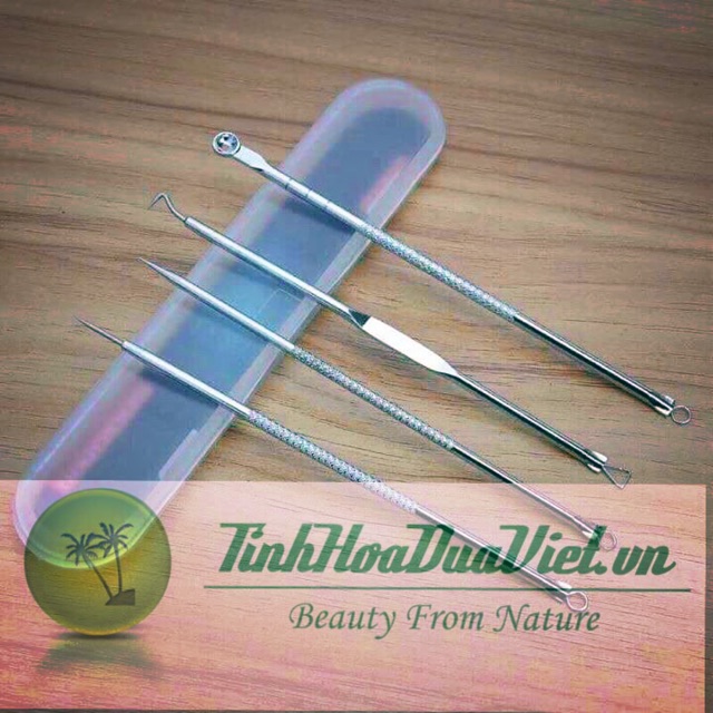 BỘ DỤNG CỤ NẶN MỤN 4 CÂY CHUYÊN NGHIỆP Màu Bạc