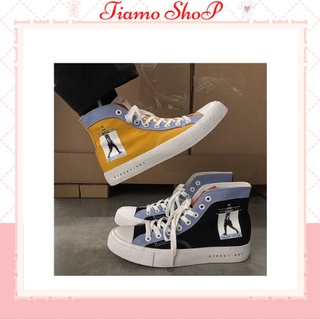 Giày Thể Thao Nam CV Cổ Cao Viền Xanh Thời Trang Cực Độc - Giày Thể Thao Nam