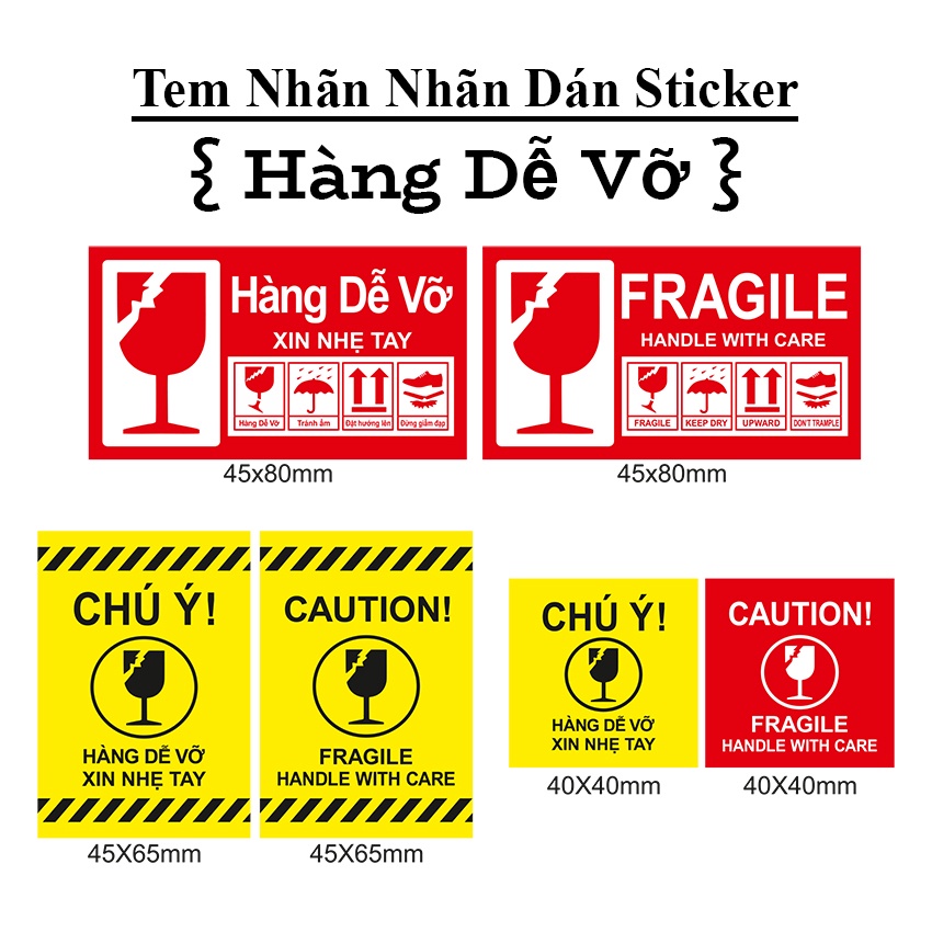GIẤY STICKER_Hàng Dễ Vỡ_50pcs