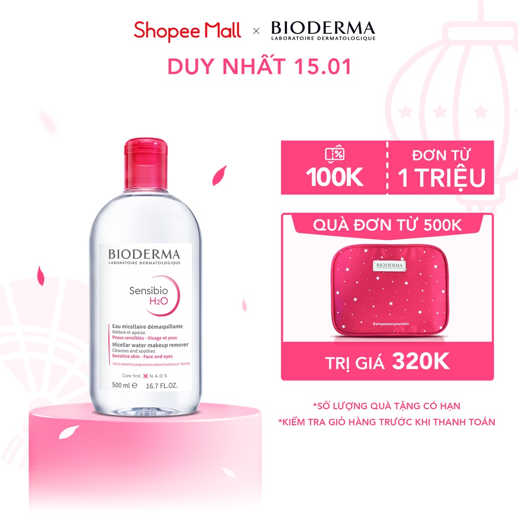 Dung dịch làm sạch và tẩy trang công nghệ Micellar Bioderma Sensibio H2O 500ml