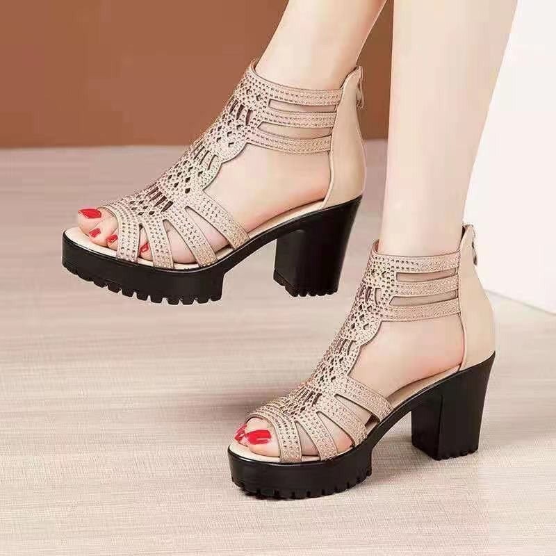 Giày Sandal Cao Gót Da Mềm Đế Dày Vừa Thời Trang Mùa Hè Dành Cho Nữ