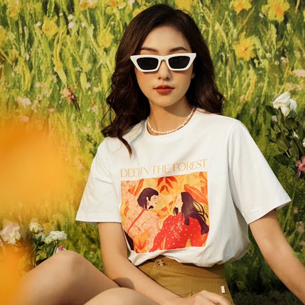 Áo thun cotton ngắn tay Deep In The Forest design by Méo | BigBuy360 - bigbuy360.vn