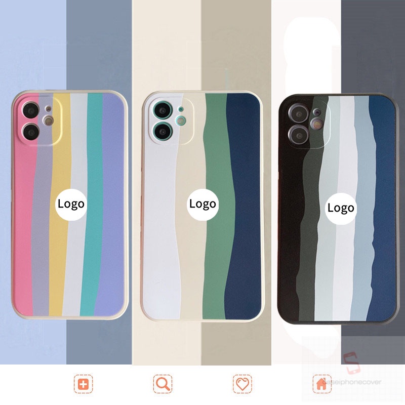 Ốp điện thoại mềm màu cầu vồng dễ thương bảo vệ camera cho iPhone 7 8 6 6s Plus X Xr Xs Max 11 12 Pro Max Se 2020