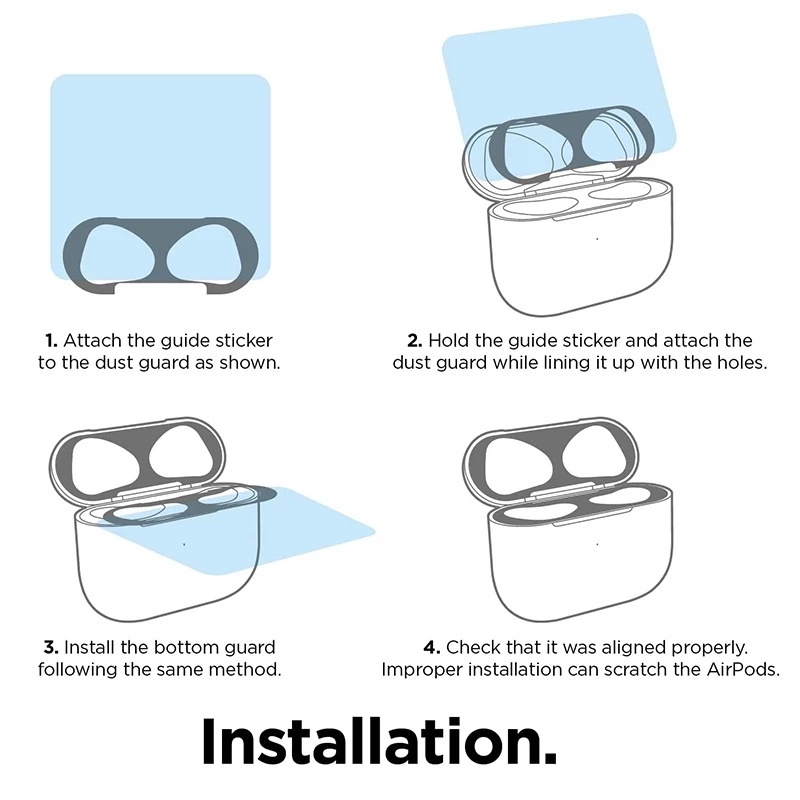 Miếng Dán Kim Loại Mạ Điện Chống Bụi Chống Trầy Bảo Vệ Hộp Sạc Tai Nghe Airpods 3