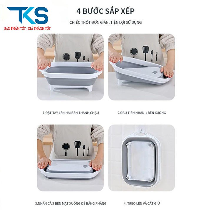 Thớt gấp gia dụng đa năng kiêm chậu rửa, thớt bảo vệ môi trường chống ẩm mốc với phong cách Nhật Bản