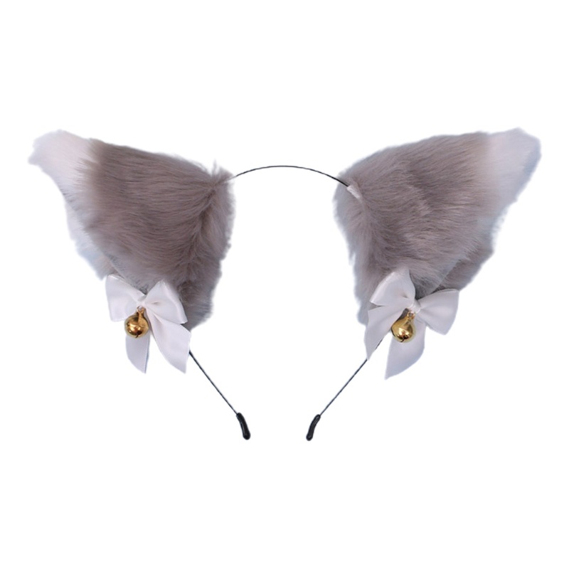 Băng Đô Tai Mèo Lông Xù Đính Nơ Phối Màu Tương Phản Kiểu Lolita Dễ Thương Cho Bạn Gái