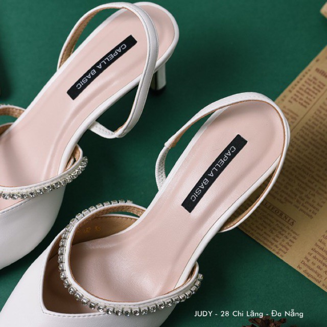 GIÀY SANDAL SLINGBACK PHỐI ĐÁ GÓT NHỌN CAO 7 CM SANG CHẢNH HÀNG VNXK
