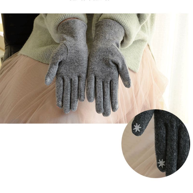Găng Tay Len Giả Thêu Họa Tiết Xinh Xắn Cho Nữ
