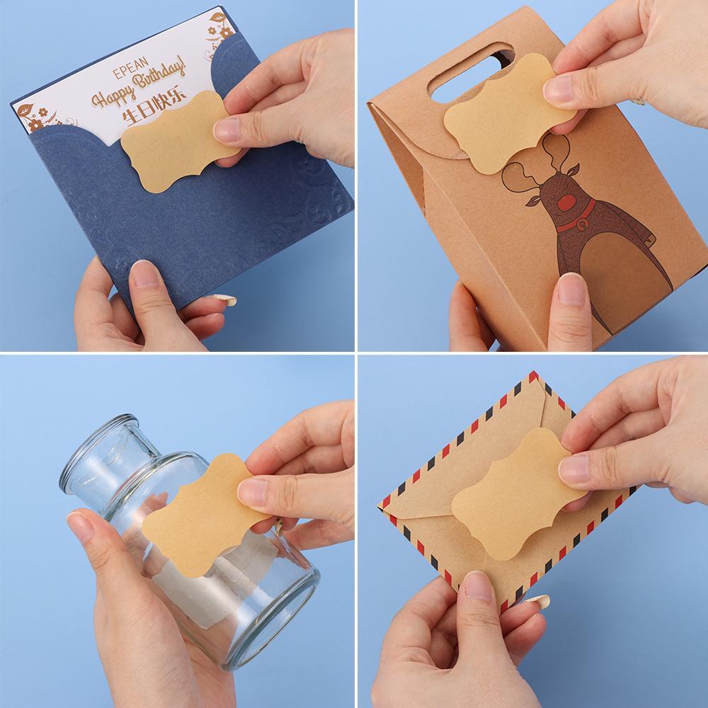 Set 45 Nhãn Dán Trang Trí Bánh DIY Bằng Giấy Kraft