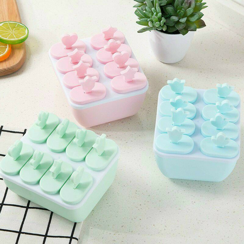 Khuôn Kem 8 Ngăn Tay Cầm Dễ Thương