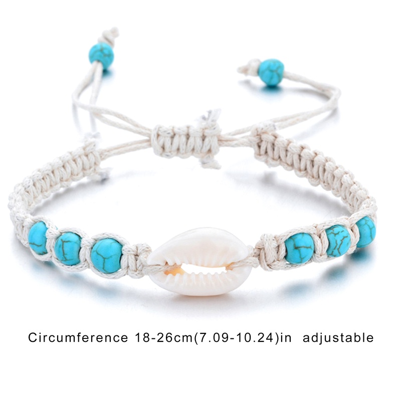 Vòng Tay Chuỗi Hạt Đá Vỏ Sò Tự Nhiên Handmade Đơn Giản Có Thể Điều Chỉnh