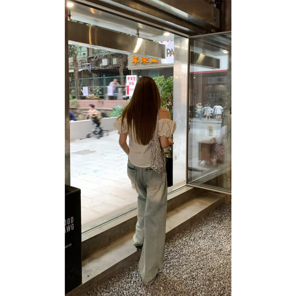 Áo Sơ Mi Ngắn Tay Phồng Ôm Eo Thời Trang Dành Cho Nữ