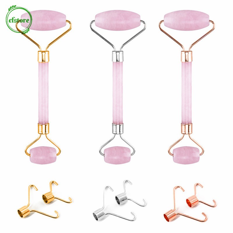 Dụng cụ massage mặt thon gọn làm bằng đá ngọc bích màu hồng hình dạng bắt mắt