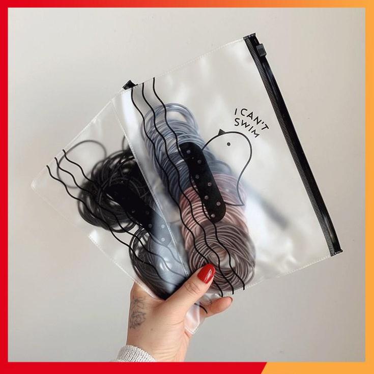 Set 100 chun buộc tóc mix 5 màu có túi zip như hình