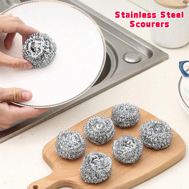 Gói 6 Miếng Chà Xoong Nồi Bằng Thép Không Gỉ Không Gỉ