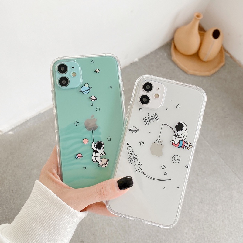 Ốp Điện Thoại Trong Suốt Họa Tiết Phi Hành Gia Dễ Thương Cho iPhone 12 11 Pro Max X Xs Xr 12 Mini 7 8 Plus | BigBuy360 - bigbuy360.vn