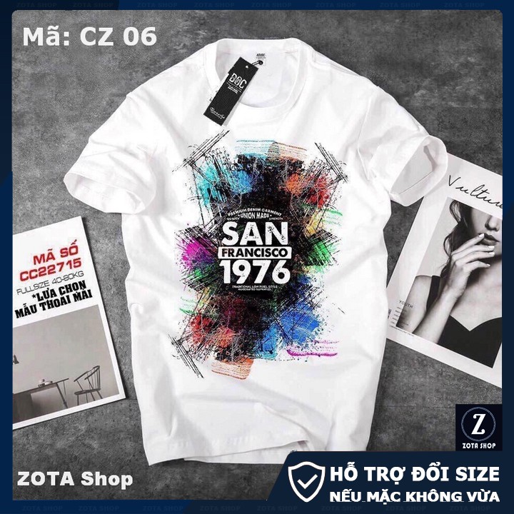 BST Áo thun nam tay ngắn màu trắng cổ tròn chất thun 4 chiều in 3D