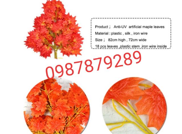 Lá phong đỏ 25 lá trang trí làm cây Giá sỉ- Cành lá giả