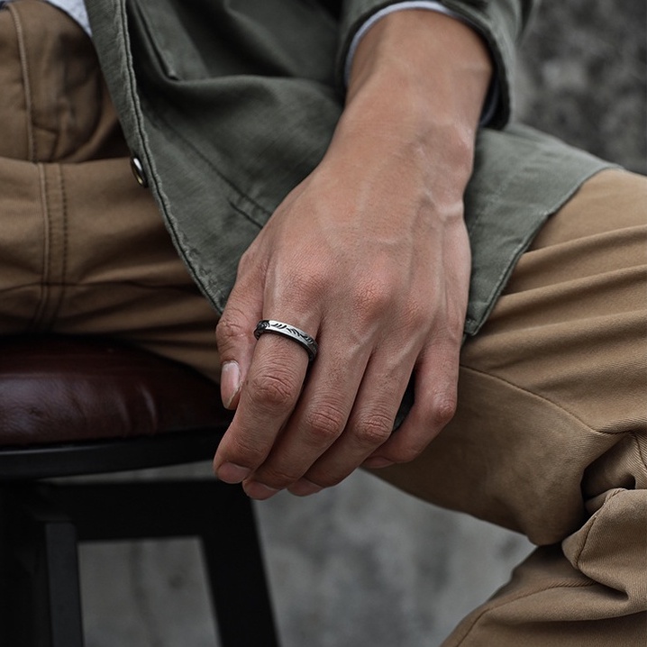 Nhẫn Nam Cổ điển Màu bạc Làm bằng tay Thiết kế ban đầu Mạ bạc Quà tặng Hoa văn Sáng tạo  Làm như cũ NH-228