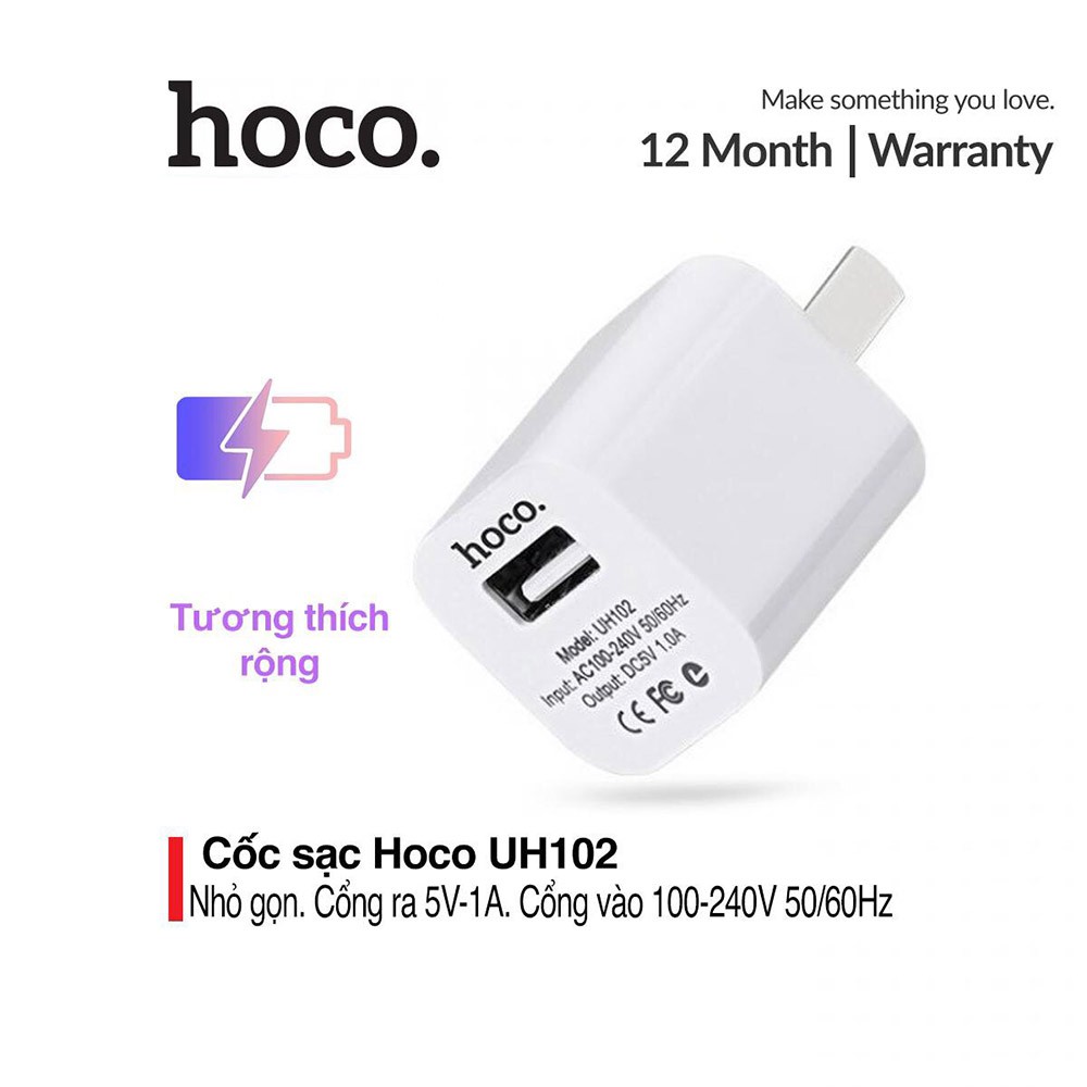 ⚡NowShip⚡ Củ sạc Hoco UH102 ✓ Chính Hãng Cao Cấp ✓ Cốc Sạc hỗ trợ sạc nhanh - 5V / 1A