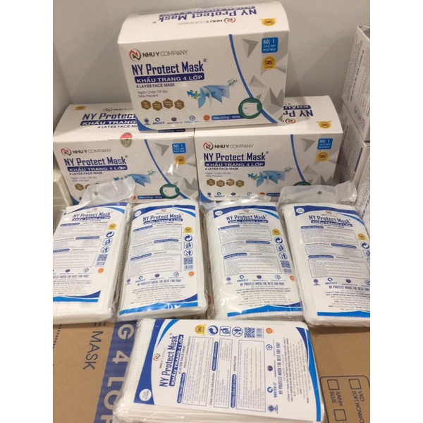 KHẨU TRANG Y TẾ 4 LỚP MÀU TRẮNG NHƯ Ý