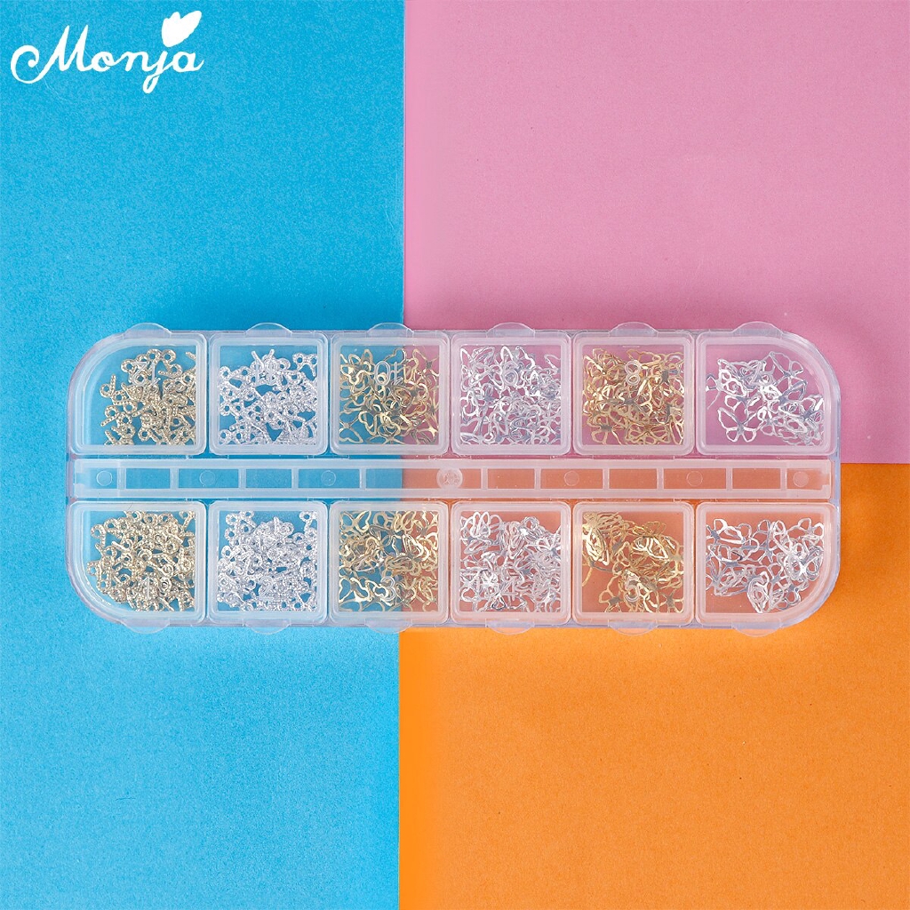 MONJA Bộ Phụ Kiện Trang Trí Móng Tay Hình Bướm 3d
