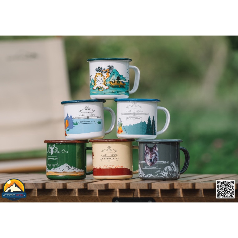 Ly tráng men/ Cốc kim loại tráng men 270ml NURGAZ CAMPOUT  du lịch cắm trại dã ngoại