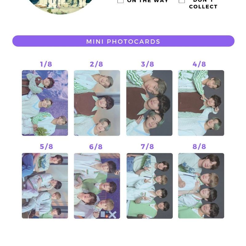 Card BTS Mini Photocard BTS Sowoozoo official