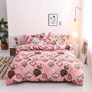 [Rẻ Vô Địch] Bộ Vỏ Chăn Ga Gối Cotton Poly Lợn Hồng Nhí Nhố