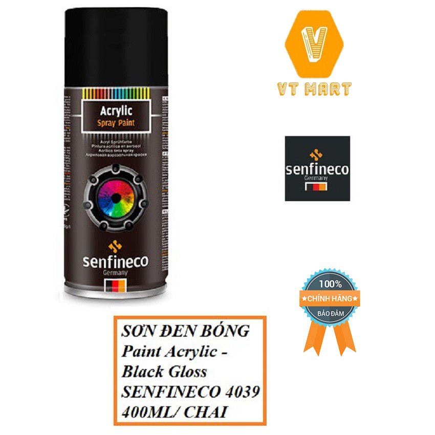 [ Cao Cấp ] Sơn Đen Bóng SENFINECO 4039 Paint Acrylic Black Gloss 400ML/ Chai – HÀNG CHÍNH HÃNG TỪ ĐỨC