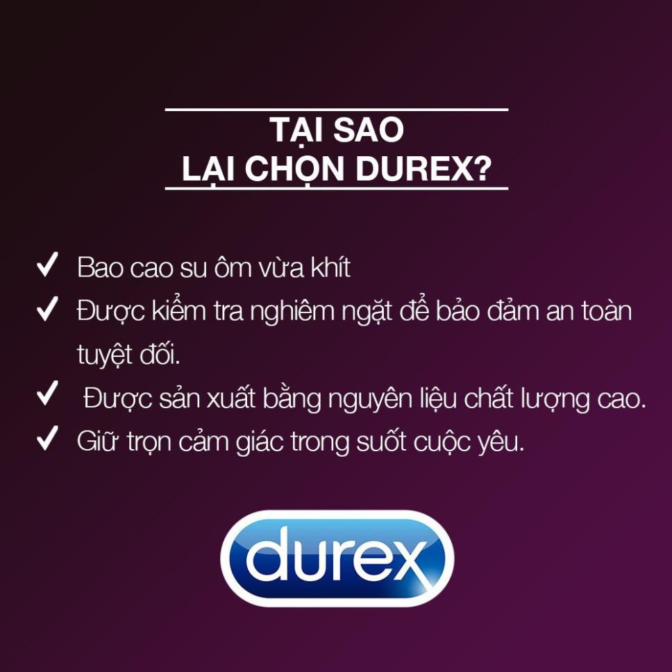 Combo 1 cặp bao cao su Durex Performa và bao cao su Durex Invisible, bcs chính hãng siêu mỏng NAMKAMY BS40 BS41