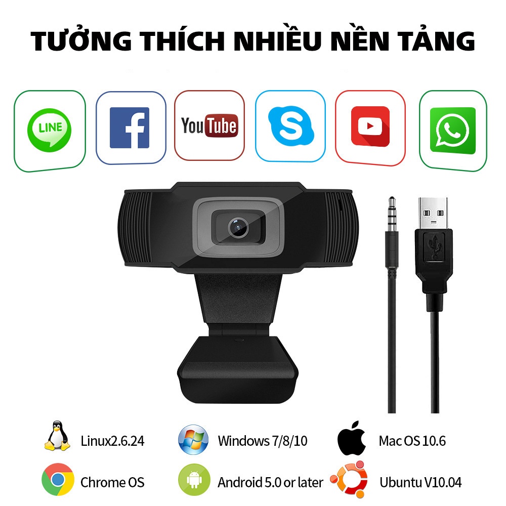 Webcam máy tính full HD 1080p cực nét có Mic dùng cho máy tính laptop full box và phụ kiện