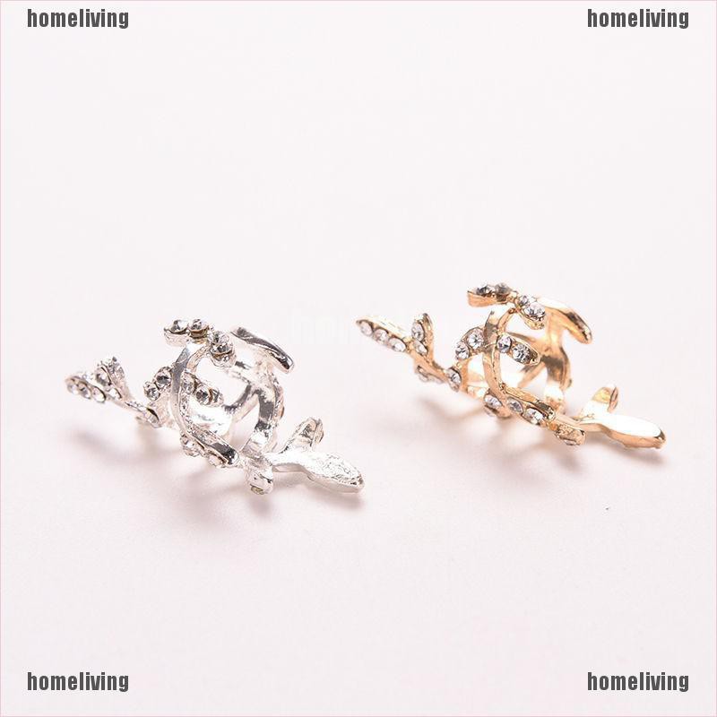 [homeliving] Bông Tai Kẹp Vành Tai Hình Chiếc Lá Pha Lê Phong Cách Punk Cổ Điển Dành Cho