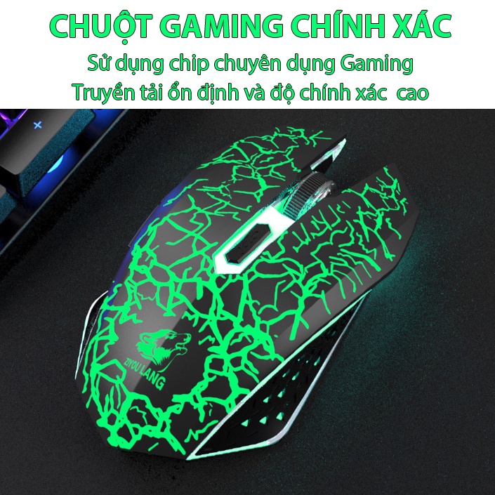 Bộ bàn phím chuột không dây Coputa chuột bàn phím gaming giả cơ chơi game Full LED RGB T3