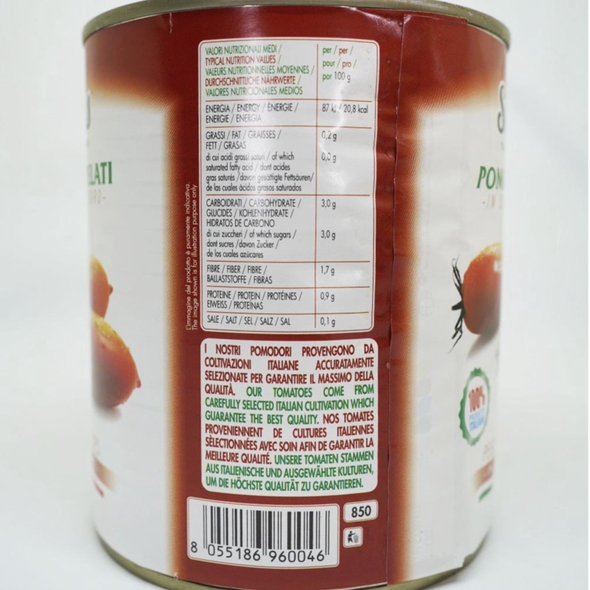 Cà chua lột vỏ nguyên trái Thương hiệu Silarus nhập khẩu từ Ý 800Gr