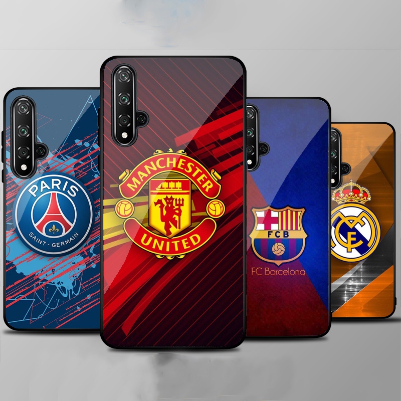 Ốp Lưng HUAWEI NOVA 5T mặt kính cường lực cao cấp In hình Câu Lạc Bộ Bóng Đá
