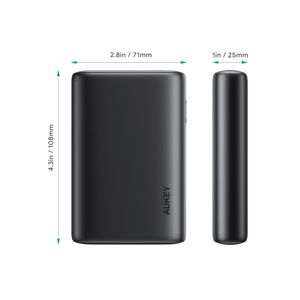 Pin sạc dự phòng Aukey PB-Y39 15.000 mAh Lõi Tesla, Sạc Nhanh QC 3.0 Và PD 18W, Đèn Báo Sạc Nhanh