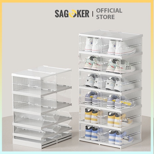 Hộp đựng giày nhựa cứng cao cấp trong suốt SAGOKER, mã HGS887