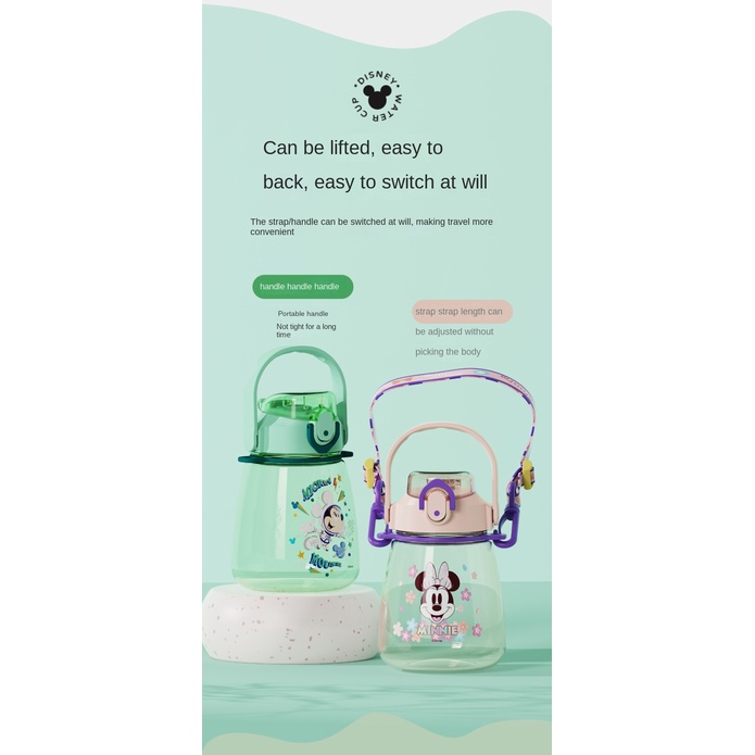 ♛Bình Nước Có Ống Hút Chống Sốc Chống Rò Rỉ Họa Tiết Disney Dễ Thương Cho Bé