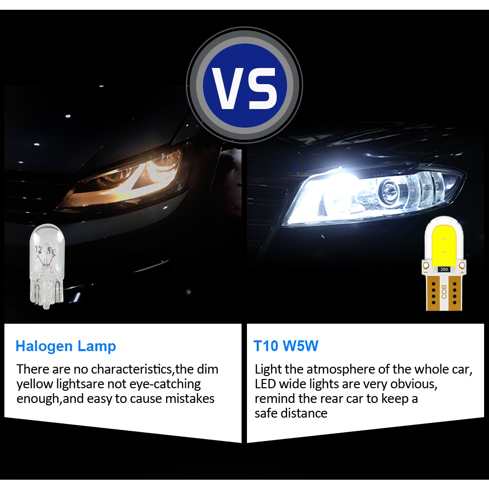 Bóng Đèn LED T10 W5W COB Chuyên Dụng Cho Xe Hơi
