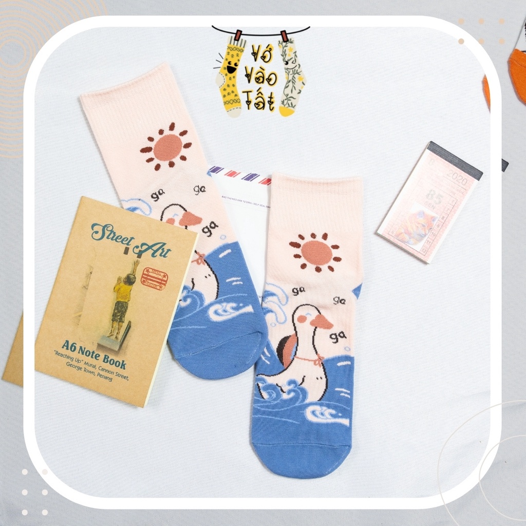 TẤT VỚ CỔ CAO HỌA TIẾT VỊT VUI NHỘN