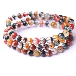 vòng tay đá thach anh ưu linh đa sắc quấn 3 vòng kiểm định