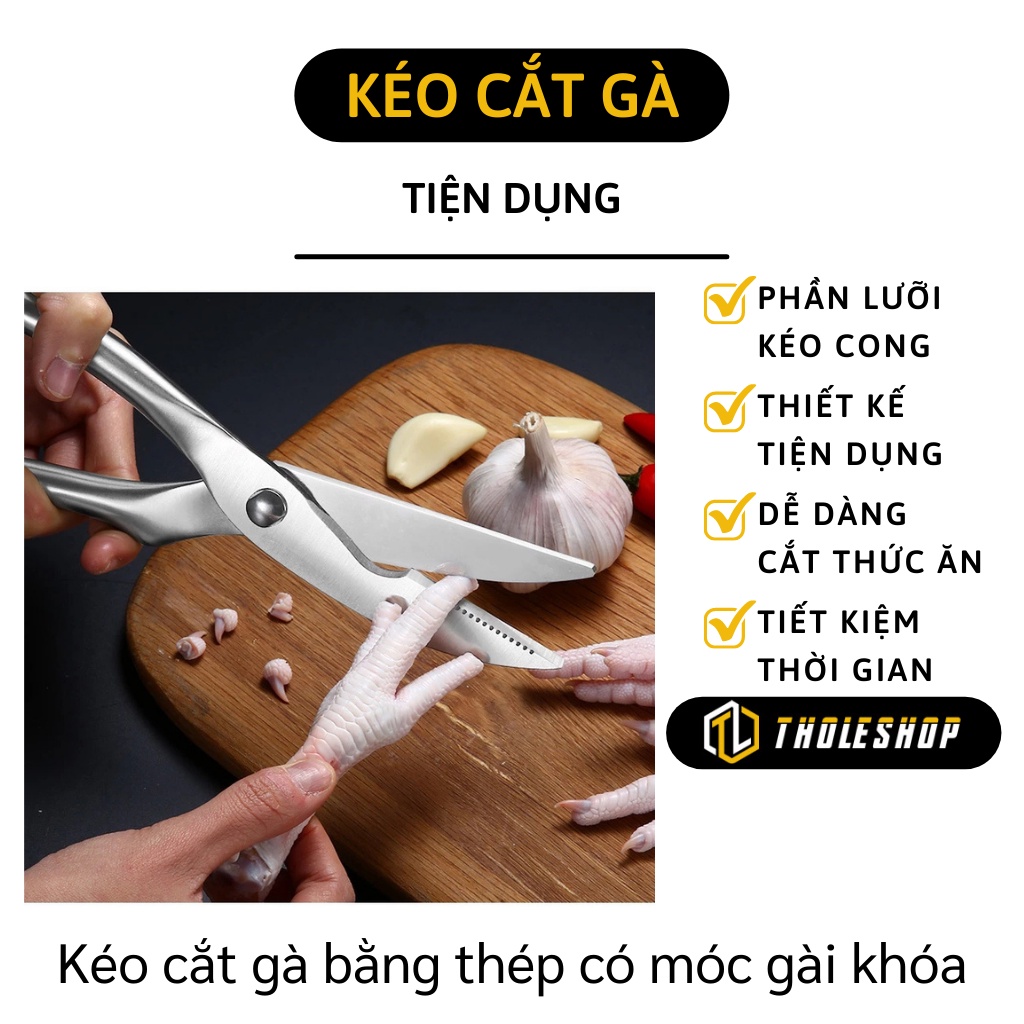 Kéo Nhà Bếp - Kéo Cắt Gà, Xương, Mổ Cá, Cắt Thực Phẩm Đa Năng Có Móc Cài Khóa 9447